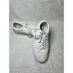 Vans Old Skool Shoes Women Size 6 White Sneakers Skate Casual Lace Up Canvas